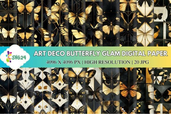 Art Deco Butterfly Glam Digital Paper: A Design Elevator