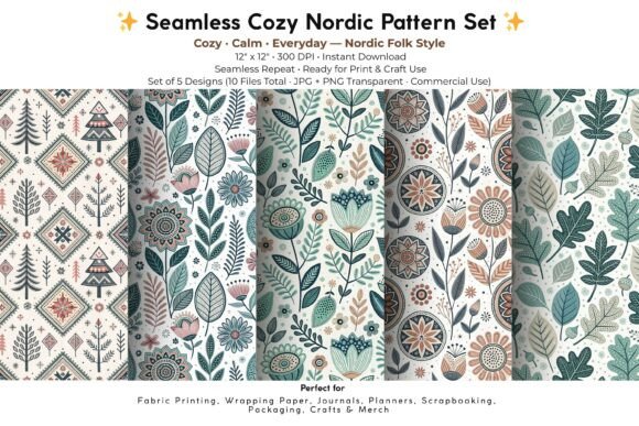 Bringing Nordic Elegance to Creative Workflows with Floral Folk Digital Paper