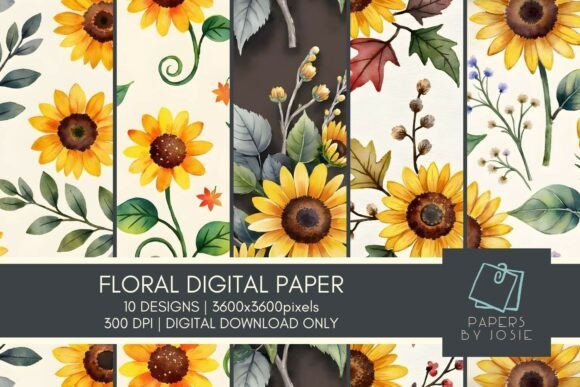 Bringing Vibrancy to Design with Sunflower Pattern Digital Paper