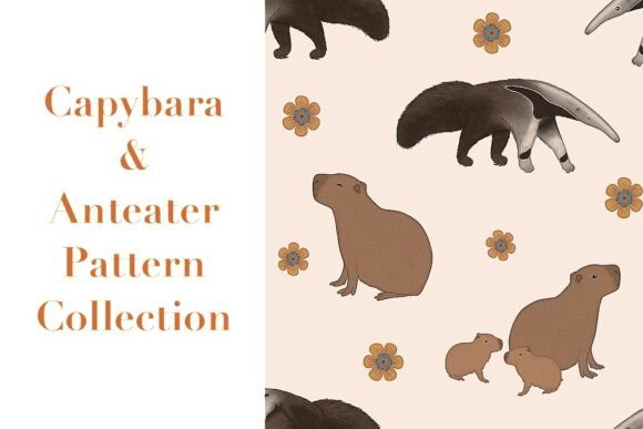 Capybara Anteater Pattern Collection for Creative Projects