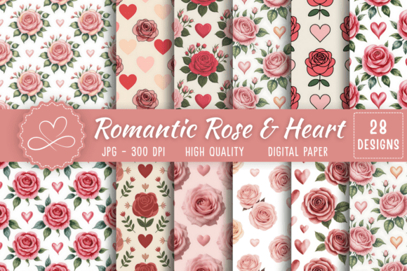Enhancing Design Aesthetics with the Romantic Rose Heart Pattern Pack