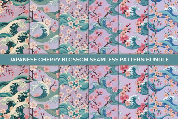 Japanese Cherry Blossom Seamless Bundle: A Timeless Design Asset