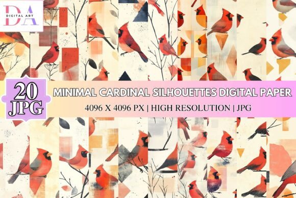 Minimal Cardinal Silhouettes Digital Pap