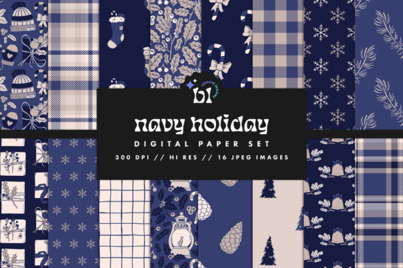 Navy Holiday Digital Paper: A Versatile Resource for Creative Projects