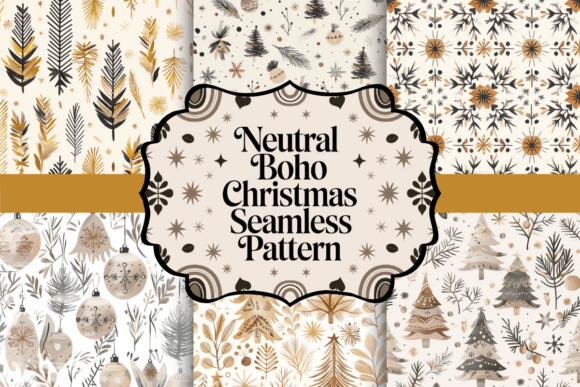 Neutral Boho Christmas Seamless Pattern: A Minimalist Twist on Holiday Creativity