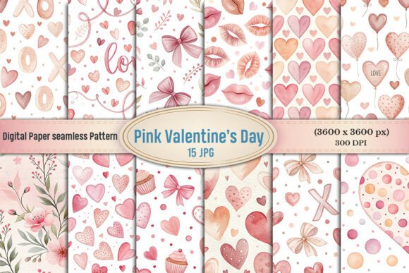 Pink Valentine’s Day Seamless Digital Paper