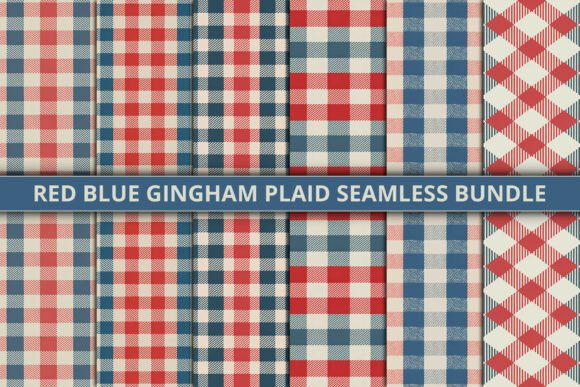 Red Blue Gingham Plaid Seamless Bundle: A Versatile Design Resource for Creative Professionals