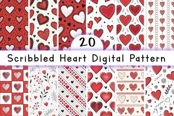 Scribbled Heart Digital Pattern: A Versatile Design for Everyday Creativity