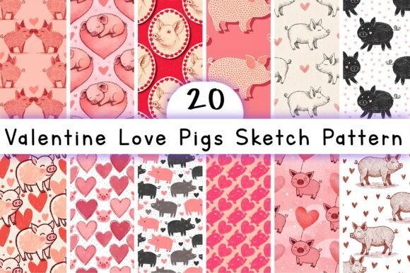 Valentine Love Pigs Sketch Pattern: A Versatile Creative Asset for Designers and Marketers