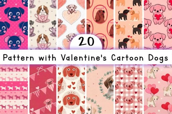 Valentine's Cartoon Dogs Pattern: A Versatile Design for Creative Projects