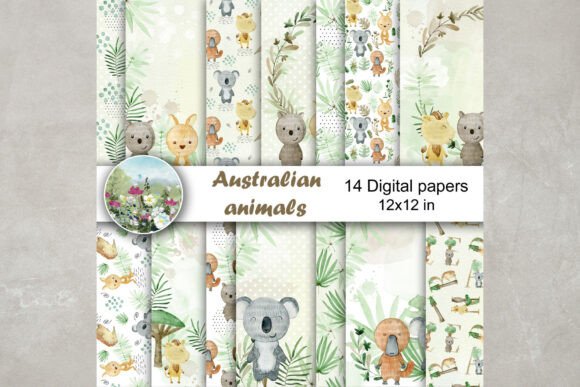Watercolor Australian Animals Papers