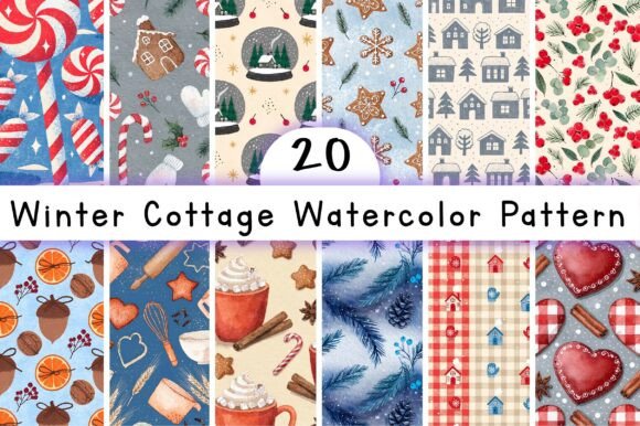 Winter Cottage Watercolor Pattern: A Versatile Design for Creative Projects