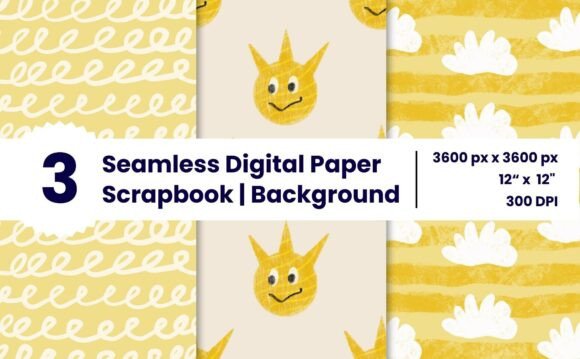 Yellow Clouds Seamless Pattern Pack for Creative Projects